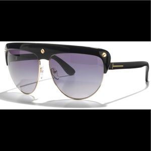Tom Ford Black Screw Flat Top Oversized Sunglasses
